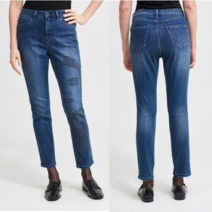 Joseph Ribkoff Womens Denim Jeans Skinny Face Print Blue Wash Size 4